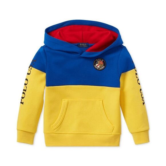 POLO Ralph Lauren Toddler Boys 3T Colorblock Blue Yellow Red Hoodie - Picture 9 of 9